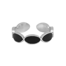 Zilveren ring enamel ovaal zwart