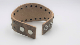 Stoere lederen armband  bruin