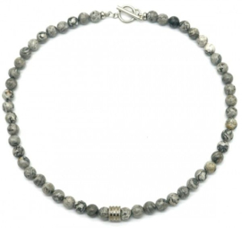 Grijze flash steen ketting
