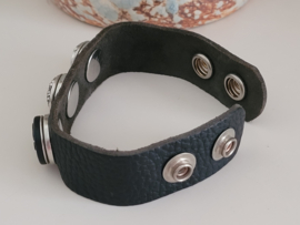 Zwart leren armband met snap knoppen