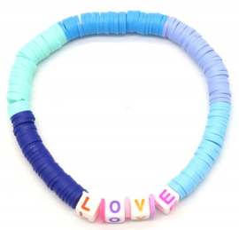 Surf armband LOVE blauw/paars tinten