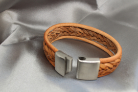 Stoere Leren Armband Uniseks – Camel kleur Leer
