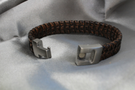 Donker bruine leren armband met RVS T-sluiting – 20,5 cm