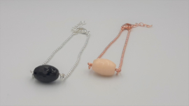 Armband met facet zalm roze geslepen steen