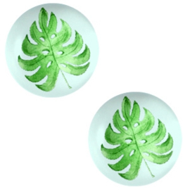 Cabochon basic 12mm Tropical leaf-light grey