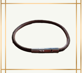 Cognac leren armband met een  rvs sluiting