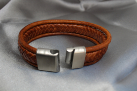 Stoere Leren Armband Uniseks – Bruin Cognac Leer