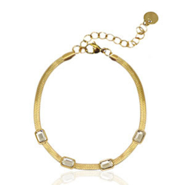 Stainless steel snake armbanden  Gold-crystal