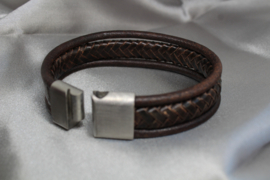 Stoere Leren Armband Uniseks – Donker Bruin Leer