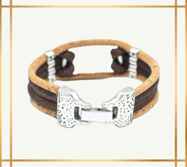 Bruine kurk armband voor mannen en vrouwen met infinity teken.