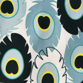 Kussen hoes Pauwenveer Blauw, Geel, Zwart, Wit