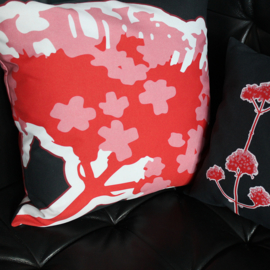 Kussen hoes Verbena Grande Rood Zwart