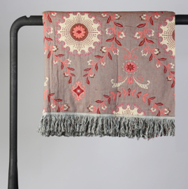 Plaid katoen Mandala pink 200x150