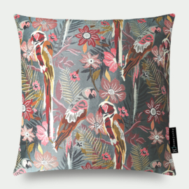 230 Pillow Two Parrots in Love Grey 50x50