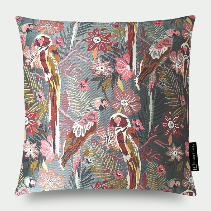 230 Kissen "2 Parrots in Love Grey" 50x50