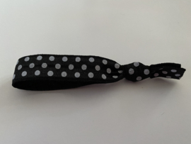 Hair tie / armband zwart witte stippen