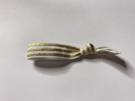 Hair tie / armband wit met gouden strepen