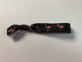 Hair tie / armband flamingo zwart