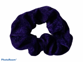 Velvet scrunchie donker blauw