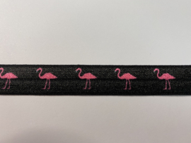 Hair tie / armband flamingo zwart