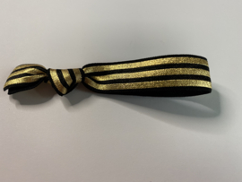 Hair tie / armband zwart gouden strepen