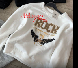 'Rock' Meisjes sweater wit.