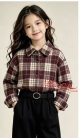 ' Love' geruite blouse Bordo.