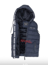 i-con jongens bodywarmer zwart/blauw.