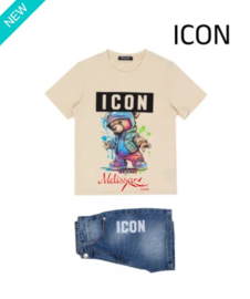 'I-Con 2 ' Tweedelige Jongens Setje Creme .