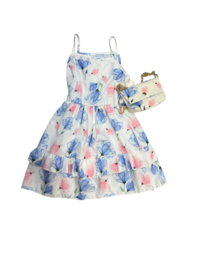 ' Touwtje  ' meisjes zomer jurk Blauw.