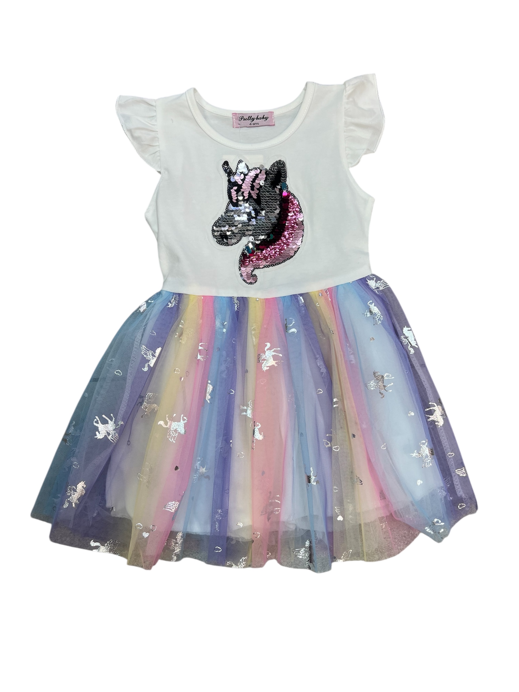 ‘Unicorn ’ Meisjes jurk Wit .