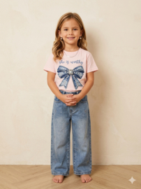 ' Strik ' Meisjes T shirt roze .