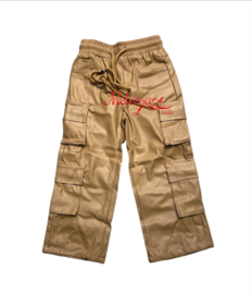 ‘Kelly ‘ lederlook broek Crème .