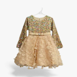 ' Vlinder ' meisjes glitter Dress goud.