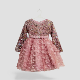 ‘ Vlinder ’ Meisjes glitter  jurk roze.