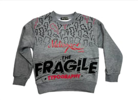 'Fragile ' Jongens sweater grijs.