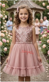 ' Lara ' Meisjes glitter jurk roze.