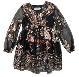 ‘ Zwart ’ meisjes glitter jurk.