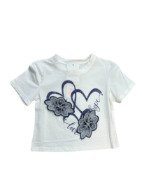 ‘ Bloemen’ meisjes  t shirts wit.