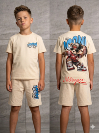 'I-Con 2 ' Tweedelige Jongens Setje Beige .