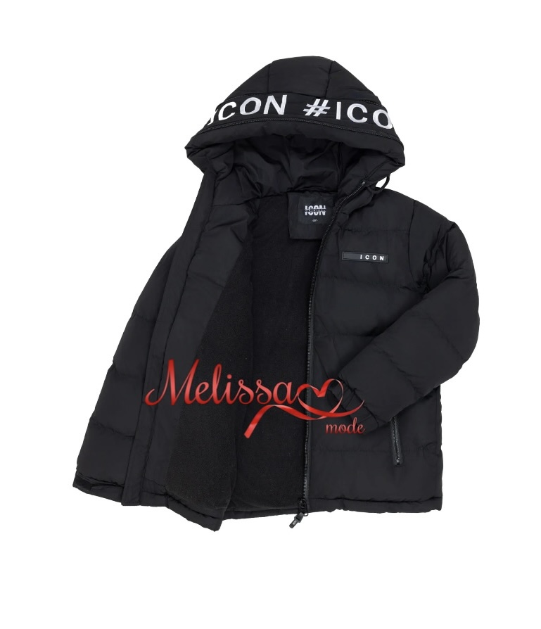 ‘i-con ‘ jongens Winter jas Zwart.