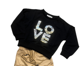 ‘Love’ meisjes trui zwart.