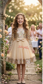 Glitter Meisjes jurk goud.