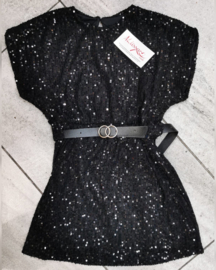 ‘Fanny ‘ glitter jurk zwart .