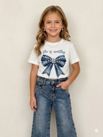 ‘Strik‘ meisjes T-shirt Wit.