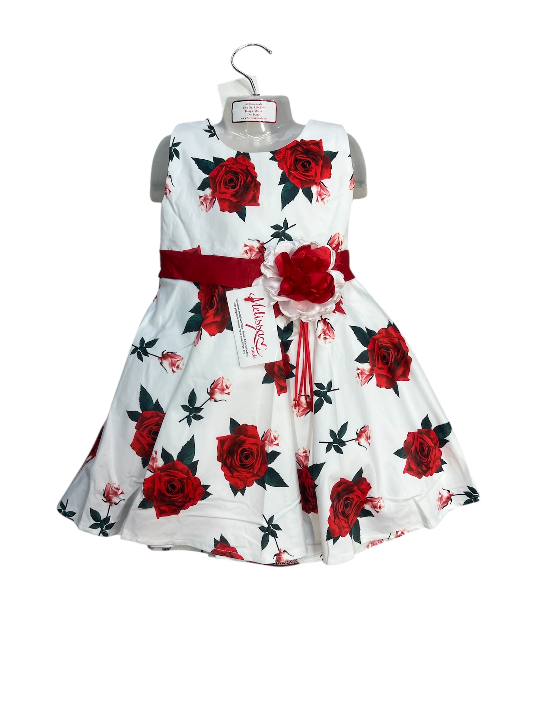 ‘Bloemen ’ jurk rood.