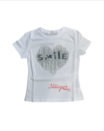 ‘Smile’ meisjes trui wit.