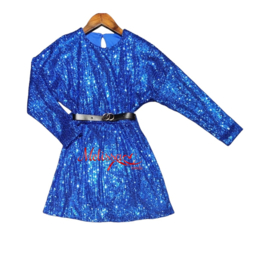 ‘Jenny  ‘ Glitter Dress blauw.