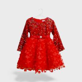 'Vlinder  '  meisjes glitter jurk rood .