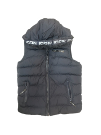 i-con jongens bodywarmer zwart/blauw.